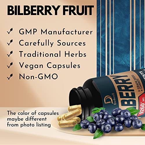 Dedicad 10In1 Bilberry Extract For Eyes Supplement - 9260Mg With Grape Seed, Carrot, Elderberry, Eyebright & More - 90 Capsules 3-Month Supply - Vision Supplement #TOP6