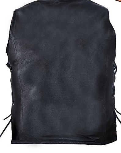 Womens 7 Pocket Naked Leather Motorcycle Vest With Gun Pockets (L, Black) #TOP2