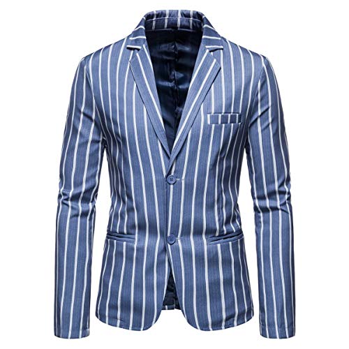Men's Casual Stripe Suit Blazer Jackets Regular Fit Sports Coats Button Jacket Tux