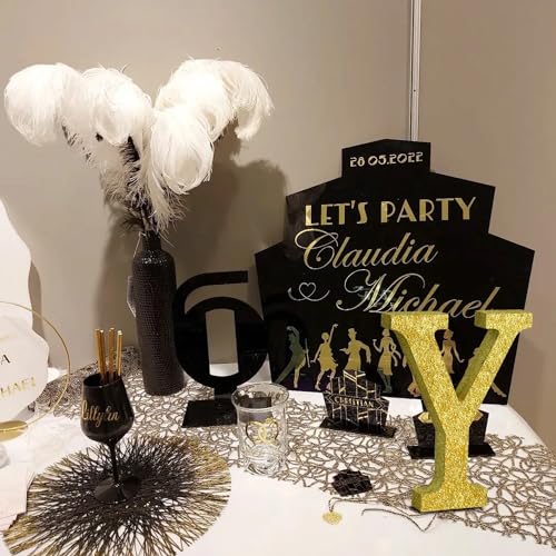 Image of TONIFUL 8 Inch Gold Glitter Letter Y Table Centerpiece A-Z Gold Birthday Party Decorations,Gold Alphabet Y for Birthday,Chrismas,Graduation,Bridal Shower,Wedding,Anniversary Party Supplies