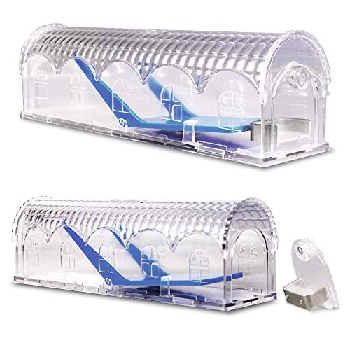 Eterbiz Mausefalle lebend, Die Wiederverwendbare Lebendfalle, tierfreundlich Mäuse fangen im Haus oder Garten, Menschlich Lebendfallen Mäuse mit Luftlöchern (2er Set) Cover