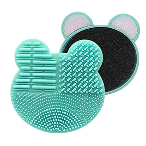 2-Pack Color Removal Sponge, 2 In 1 Dry Makeup Brush Quick Cleaner Sponge - Brush Cleaning Pad Mat - Portable For Travel (Pink+Mint Green) #TOP2