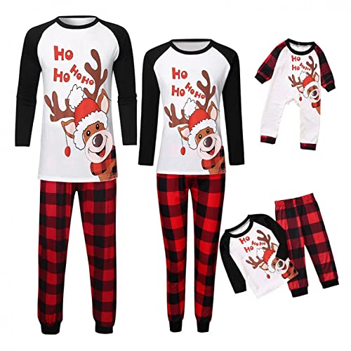 XIANTU Ensemble Pyjama Noel Famille, Ensembles assortis de Noël en famille, vêtements de Noël en famille à carreaux de dinosaure Jammies assorties de Noël pour adultes et enfants Cover