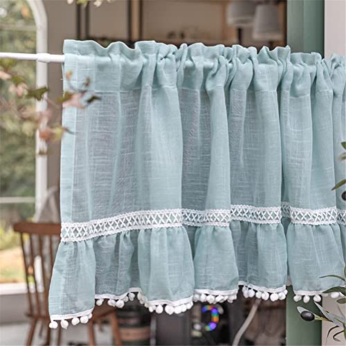 Cortina corta de cocina traslúcida con bolsillo de barra para ventana pequeña 3