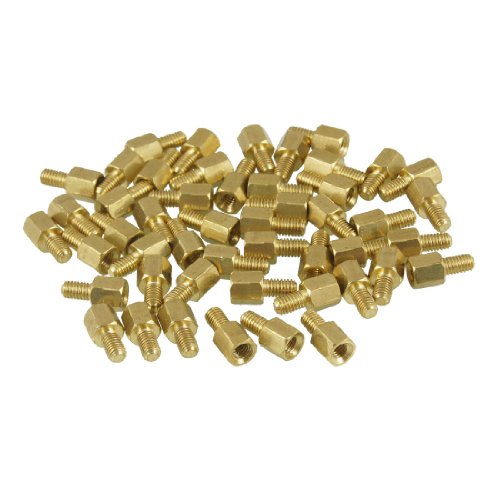 uxcell 50 Pcs Brass Screw PCB Standoffs Spacers M3 Male x M3 Female 5mm