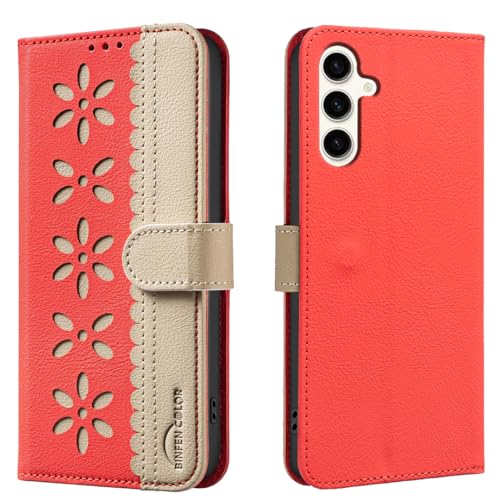 nincyee Funda para Samsung Galaxy A25 5G, diseño clásico de flores pequeñas, de piel premium, con función atril y cierre magnético