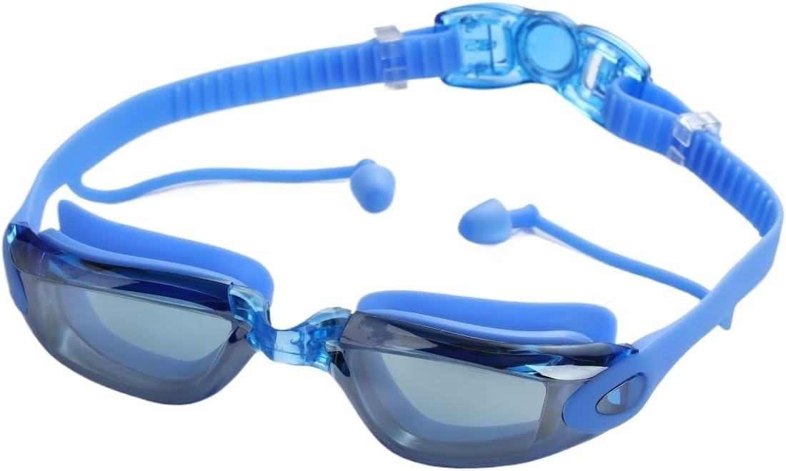 Electroplated Swimming Goggles Waterproof Anti-fog Silicone Earplug