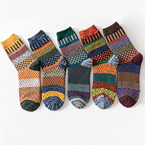 DYHWAC AUTUMM Invierno Hombres ESPULAR Caliente Harajuku Retro Moda Retro Cálidos de algodón Ocasionales Calcetines de Nieve(Blue,White)