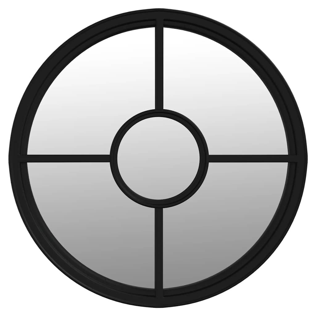 Miroir de jardin rond en fer de 60 cm de diamètre, noir, pour extérieur, miroir mural décoratif avec trou pré-percé pour une fixation facile, idéal pour