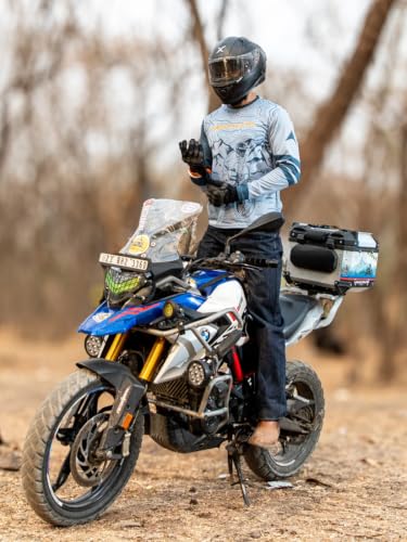 Image of WANDERLOOMS MotoMap Riding Jersey for Men | Full Sleeve Graphic Printed Sports T-Shirt for Bikers, Cycling & Outdoor Activities