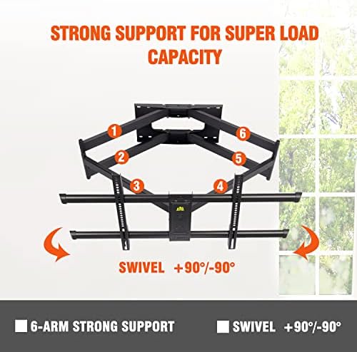 FORGING MOUNT Long Reach 109CM TV Wall Bracket, Double Articulating Arm Full Motion Tilt & Swivel TV Bracket Wall Mount for 42-95 Inch Flat/Curved TVs, Load 75kg, VESA 800x400mm