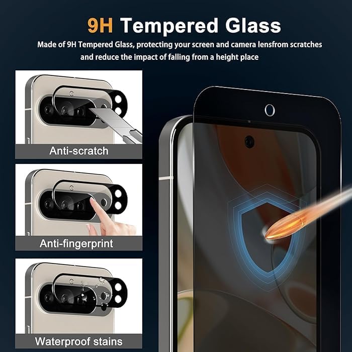 Image of HPTech Camera Lens Protector for Google Pixel 9 Pro | 9H Tempered Glass | Ultra HD Clarity | Anti-Scratch Lens Guard | Anti-Fingerprint | Easy Installation | Pack of 1