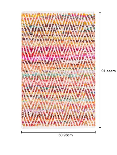 Image of Unique Loom Chindi Chevron Collection Area Rug - Claire (2' x 3' 1 inch Rectangle, Multi / Black)