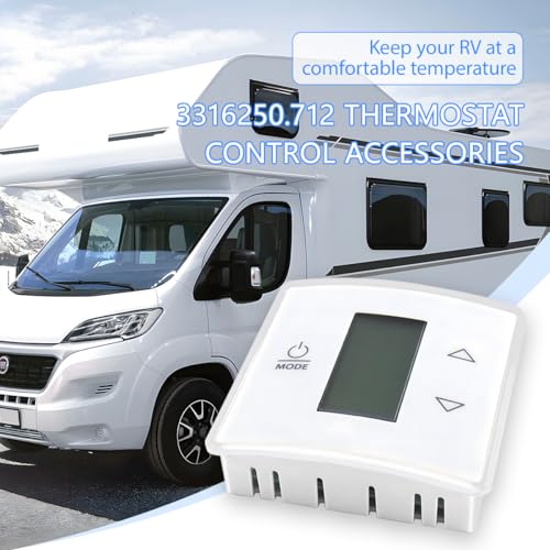 Image of 3316250.712 RV Single Zone Wall Thermostat, Manual Regulator RV Analog Thermostat Replacement with Backlight LCD Display, Micro Precise Temperature Control for Camper Conditioners (White)