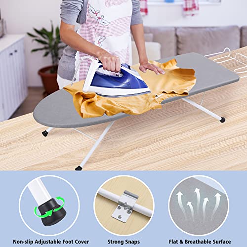 VerRich Foldable Tabletop Ironing Board with Iron Rest,Portable Small Iron Table with Heat Resistant Cover & Non-Slip Folding Legs Ideal for Apartments, Caravans, Home(80 * 30 * 18 cm) - Image 4