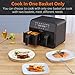 CROWNFUL 8 Quart Air Fryer, 8 in 1 Dual Basket with Independent Temperature Control(50+ Recipes), Dual Cook, Sync Finish and Shake Reminder Function, Dehydrate, 1700W, Black