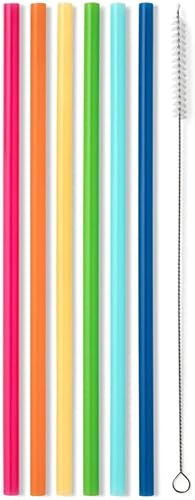 Miniatura 1 de Swig Life Juego de pajitas altas reutilizables arcoíris y cepillo de limpieza, cada popote mide 10.25 pulgadas de largo (se adapta a vasos Swig Life
