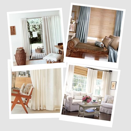 Dreaming Casa Linen Curtains 96 Inches Long Semi Sheer Light Filtering Curtains For Living Room Bedroom 2 Panels Pocket Boho Window Drapes With Back Tab thumb #4