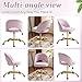 VINGLI Modern Velvet Small Office Chair,Cute Desk Chair With Wheels,Gold Base/Studs,Comfy Armless Swivel Vanity Task Chair For Women/Girl/Kids,Nail Tech Chair For Office,Small Space,Mauve Light Purple