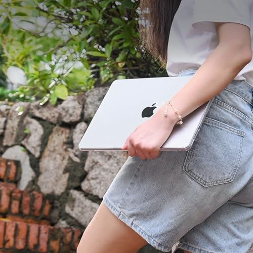 EooCoo Compatible with MacBook Air 13 inch Case M4 M3 M2 2025 2024 2022 Mac Book Air 13.6" Transparent Hard Shell for Model A3240 A3113 A2681 with Touch ID, Plastic Cover Smooth Skin - Crystal Clear