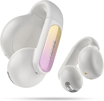 Noise Air Clips 2 Open Ear Clip-On Earbuds, 40Hr Playtime, AirWaveTM Technology, Ultra Light Comfort Fit for Sports & Workouts, Low Latency, Water Resistant, Dual Pairing, Frost Ivory