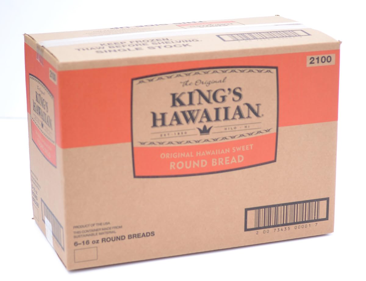 Original Sweet Round Bread Loaf by King's Hawaiian – 1 Pound (Pack of 6)