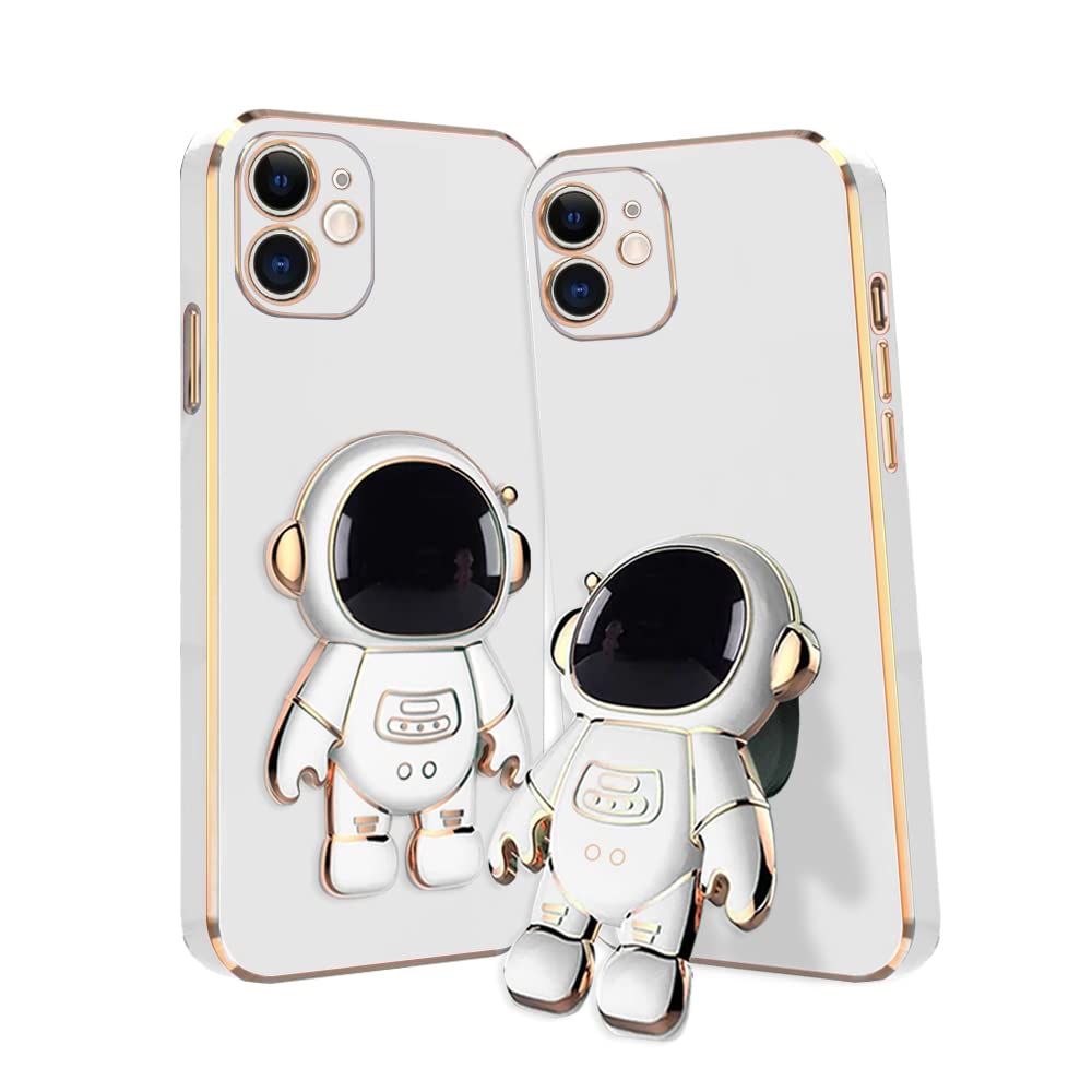 KARWAN®️ 3D Astronaut with Folding Stand Back Cover Case Compatible for iPhone 11 | Slim electroplated case | Stand case | Soft TPU | Space Astro Theme | Camera Protection-White (B0C24131W2) Amazon Price History, Amazon Price Tracker