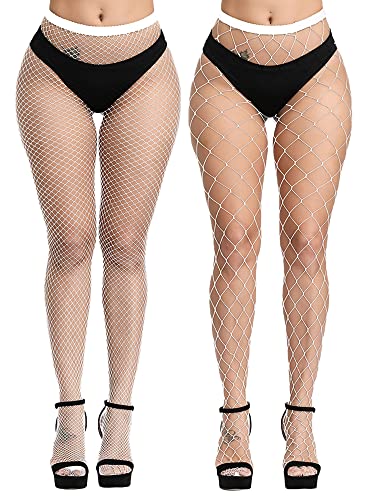 Image of CozyWow Fishnet Tights for Women, High Waist Footed Fishnet Stockings Soft and Stretchy, Womens Patterned Tights 10+ Colors