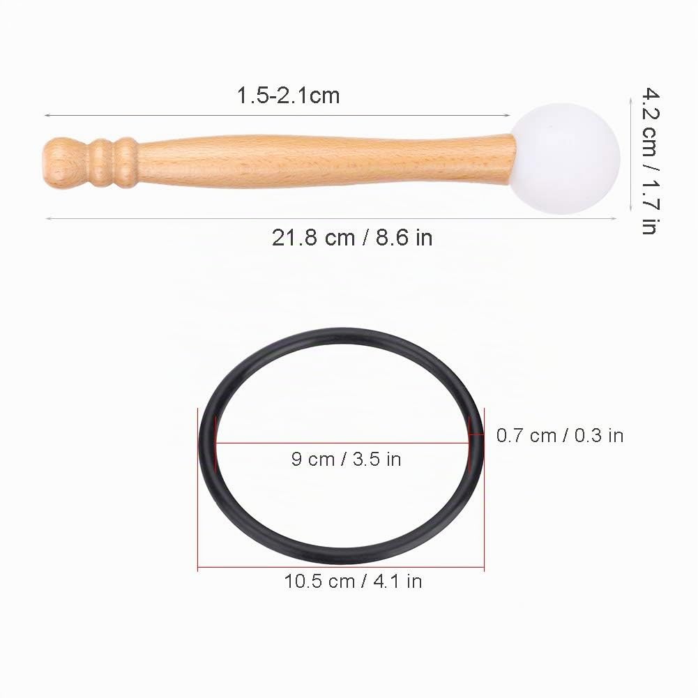 Mazo de Cuenco de Cuarzo, O-Rings de Goma para Accesorios de Instrumentos Musicales, Con O-Rings de Goma para Meditación, Yoga, Terapia, para Hogar o Estudio