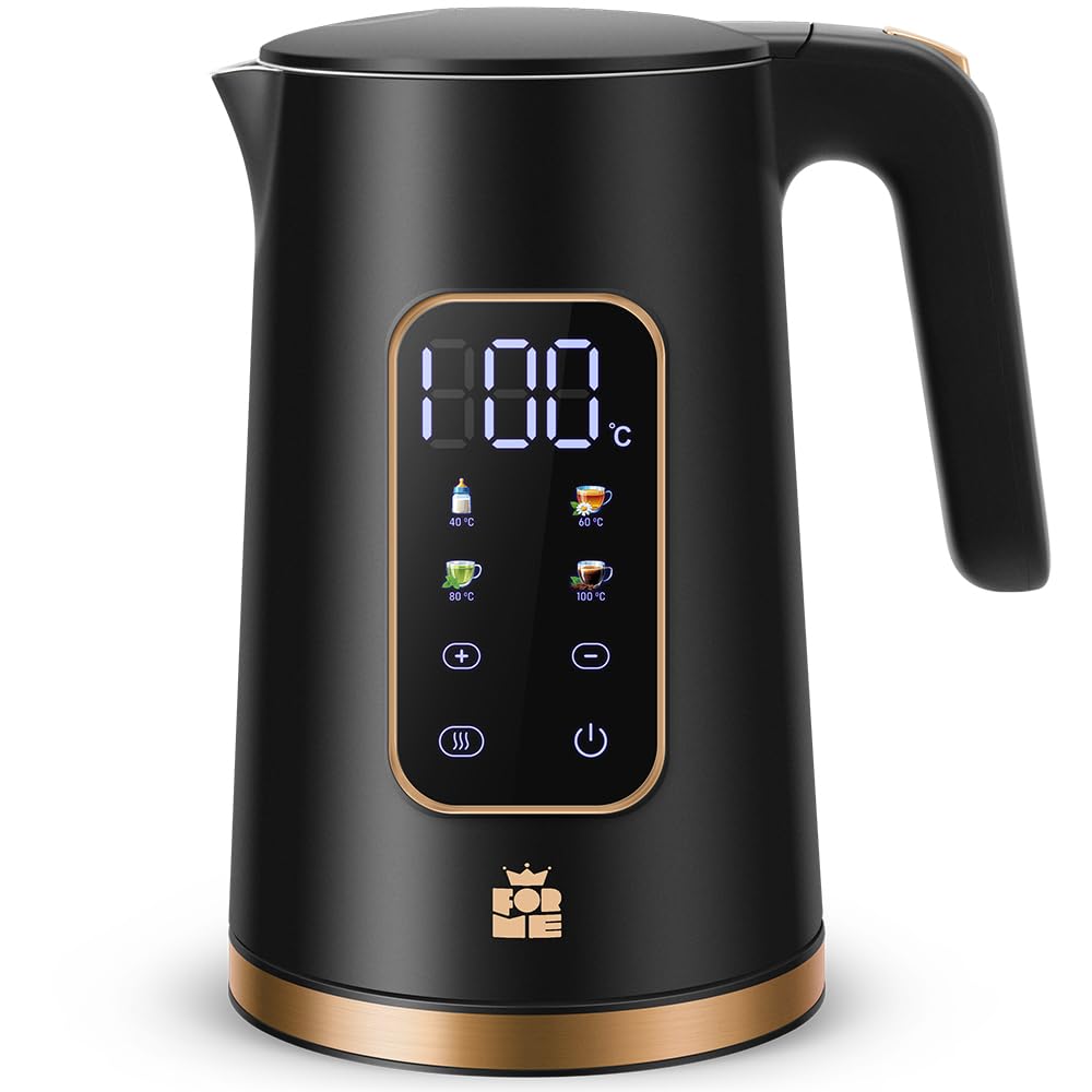 ForMe Edelstahl Wasserkocher 1,7 L mit Temperatureinstellung Temperaturwahl 40-100°C I LED Digitale Temperaturanzeige I Temperatur Einstellbar Kessel I Teekanne Teekessel Warmhaltefunktion I BPA Frei