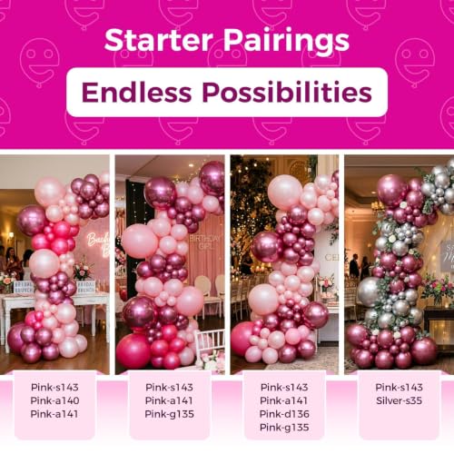 Image of Bezente Metallic Hot Pink Latex Party Balloons 30 Pack 18 inch Large