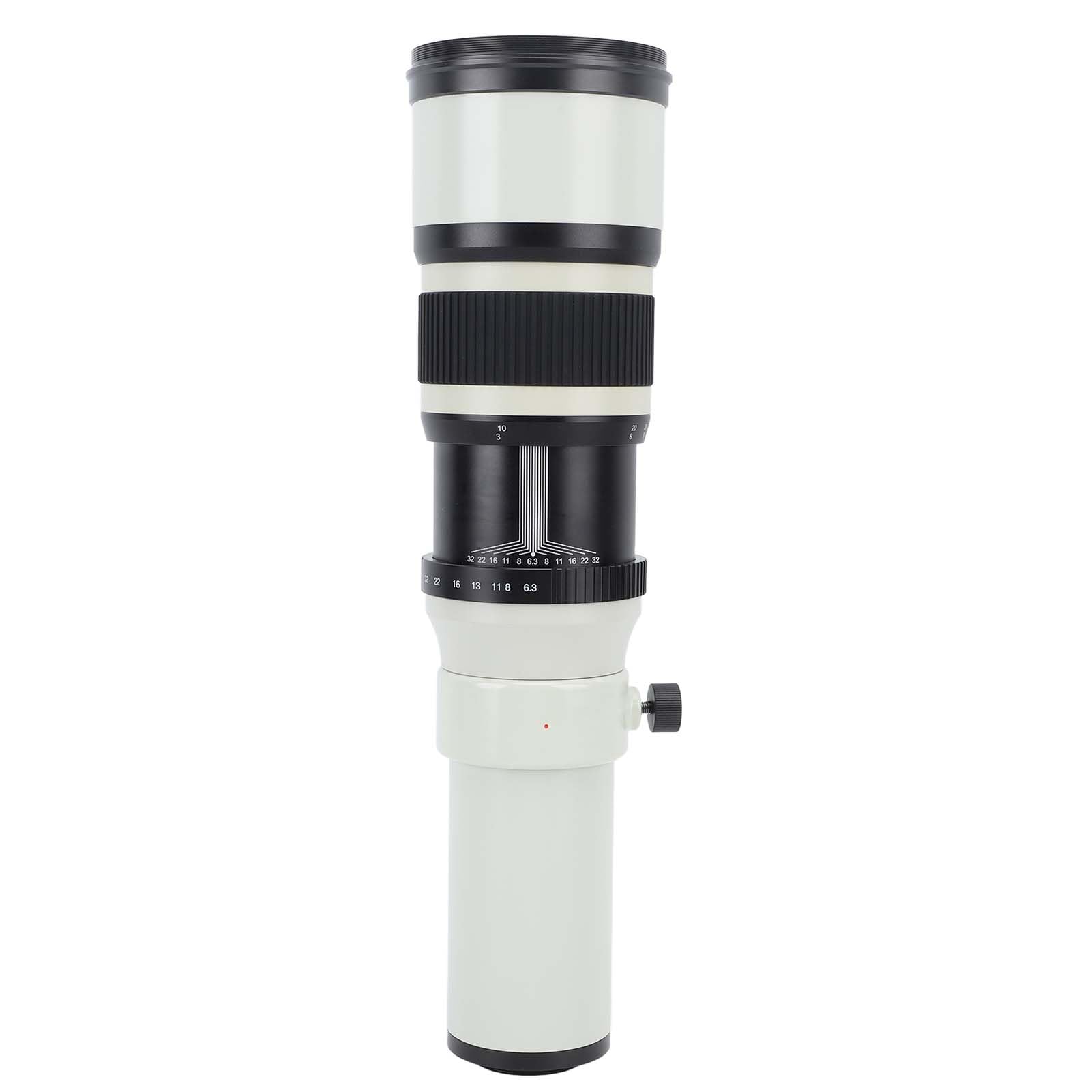 Teleobiettivo Prime da 500 Mm F/6.3 con Messa a Fuoco Fissa + Anello Adattatore per Montaggio Obiettivo AF T2, Teleobiettivo per Fotografia Astronomica per Fotocamera con (White)