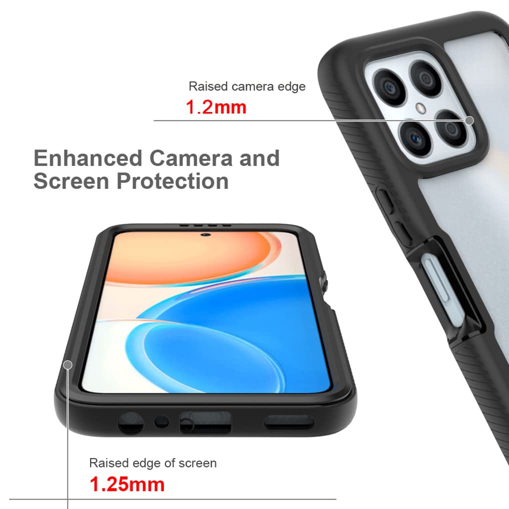 SEAHAI Cover Honor X8 4G Con Protezione Schermo Integrata: Custodia Rigida Antiurto Trasparente Blu Scuro - 3