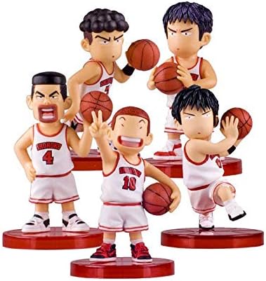 Set of 5 SLAM DUNK Action Figure Toys - Sakuragi Rukawa Mini Figure for Home Car Office Decoration(White)