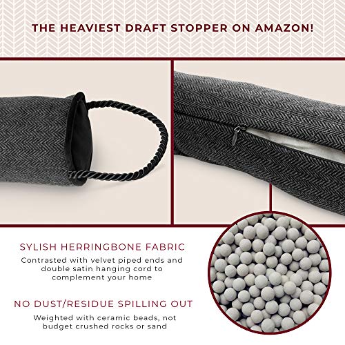 DECOREALM Heavy Duty Under Door Draft Stopper and Noise Blocker, Sound Proof Under Door Draft Guard for Doors and Windows, Provides Air Insulation and Weather Stripping for Doors (Black, 30 Inches)