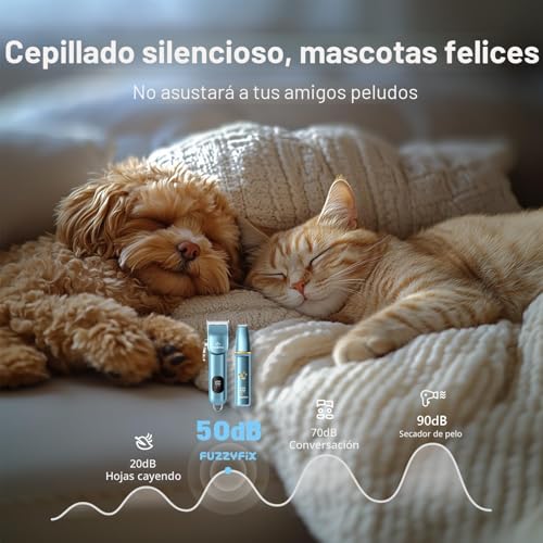 FuzzyFix Kit de aseo para perros 3 en 1, cortaúñas profesionales para cabello grueso con inalámbrico, kit de aseo para mascotas con recortador de patas impermeable, para cuerpo completo, azul - imagen 5