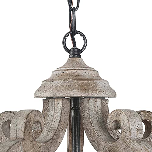 Farmhouse Chandelier For Dining Room, Wood Chandelier Light Fixture For Foyer, 15.5'' Dia #TOP6