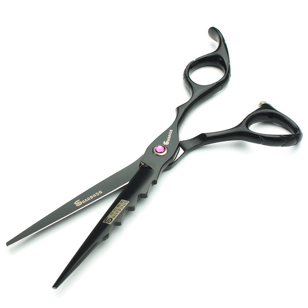 Kit De 6 Ciseaux De Coiffure Professionnels Noir & Orange - Acier Inoxydable