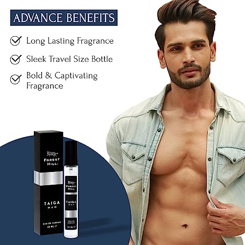 Image of Forest Hill Premium Eau De Parfum, Fresh & Soothing Fragrance Scent, Long Lasting Perfume Spary For Men (Taiga 10ml)