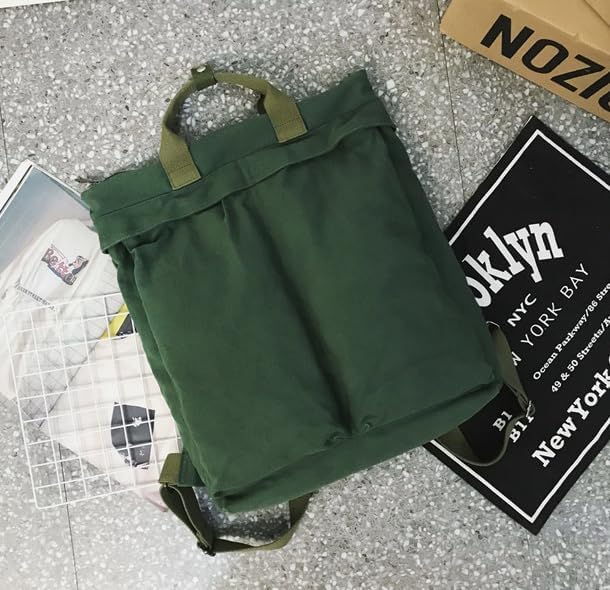 Miniatura 5 de Mochila de lona vintage para mujeres y hombres, bolsa de viaje casual de gran capacidad, de mezclilla, estilo grunge, senderismo, viajes (verde)