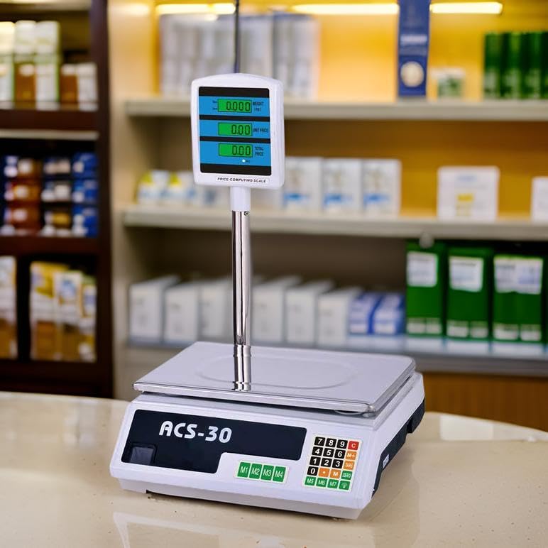 Bilancia da Banco Elettronica Digitale Professionale e Commerciale, Portata max 40 Kg Con Display -Negozio, Casa, Azienda, Supermercati Fiere - Pesapacchi