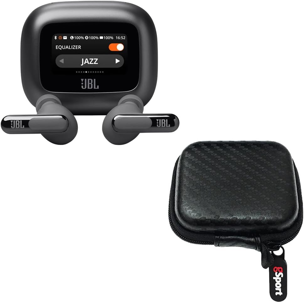 Live Beam 3 True Wireless Noise Cancelling Earbud Bundle with gSport Case (Black)