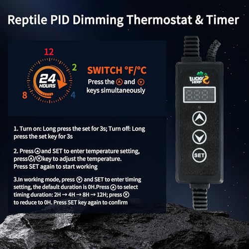 LUCKY HERP Reptile Light Fixture with Dimming Thermostat & Timer, Aluminum 5.5inch Deep Dome Reptile Lamp Fixture, Heat Lamp Fixture for Reptile Bulb Basking Heat Bulb, Max 100W by LUCKY HERP - Image 3