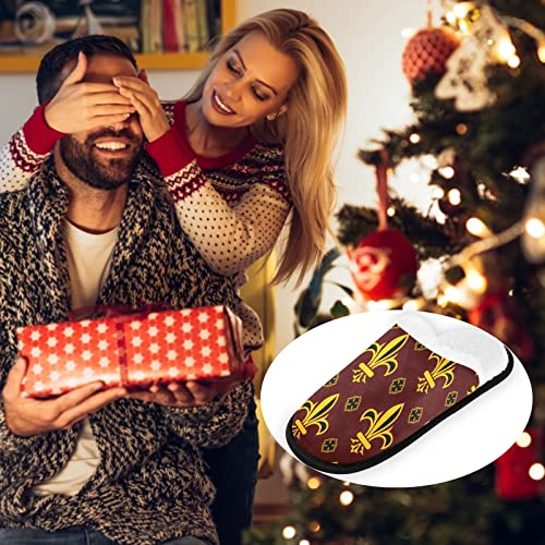 visesunny Fleur De Lis Design Fashion Cozy Fuzzy Mens Womens Memory Foam House Slippers Plush Fleece Indoor Outdoor Slipper2