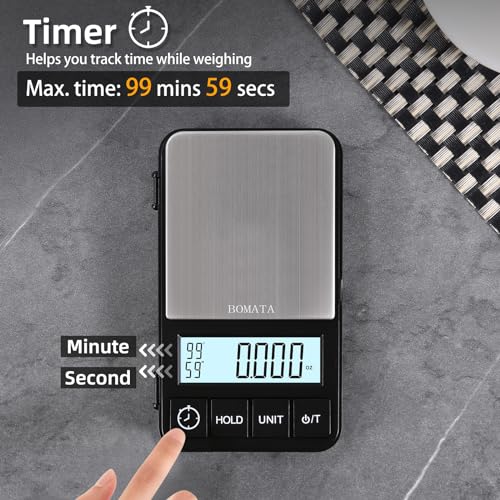 BOMATA Balança De Café Expresso De 1000 G X 0,01 G Com Temporizador, Balança De Café De Viagem Peque