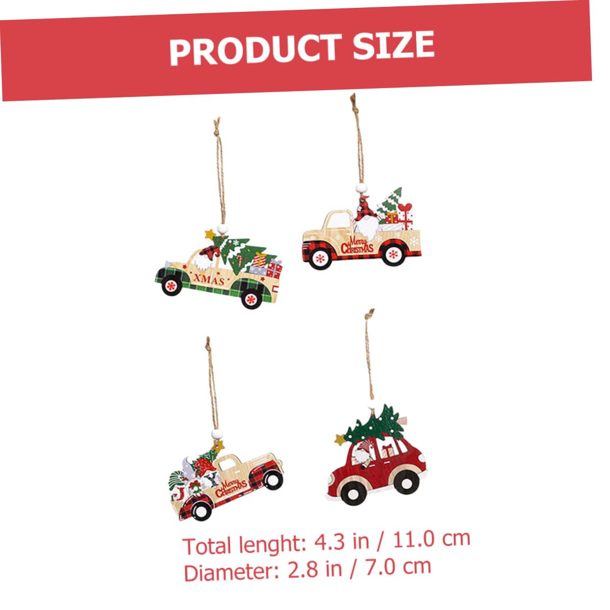 STOBAZA 20piezas Colgantes De Madera Forma De Coche para Decoración De Árbol De Navidad Adorno Navideño y para Puertas Ventanas y