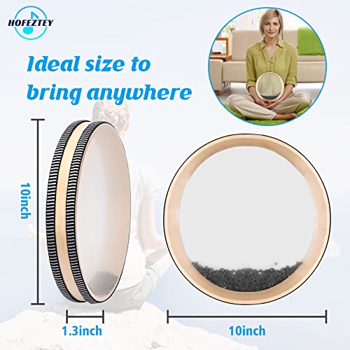 Hofeztey OD10 Ocean Drum, 10 Inch Sea Wave Drum For Meditation & Relaxation, Natural Color Rain Drumfor Stress Relief, Musical Sound Healing Instruments Ocean Sound Drum thumb #3