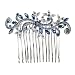 Faship Gorgeous Navy Blue Crystal Floral Hair Comb - Navy Blue