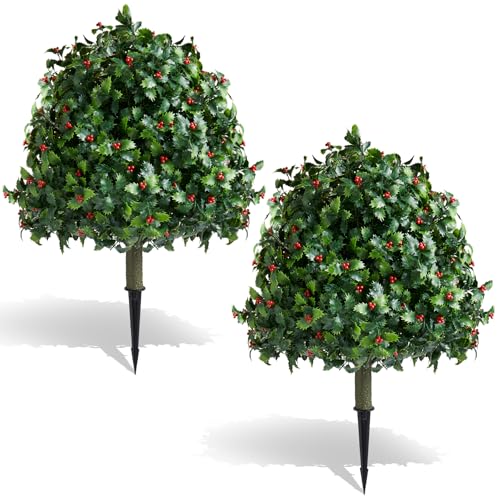 2pcs Artificial Bushes Holly Spray Berries Cedar Leaf Stems Christmas Flowers Leaves Home Party Decoration Christmas Wreath Arrangement Craft Wedding Party Decorations
