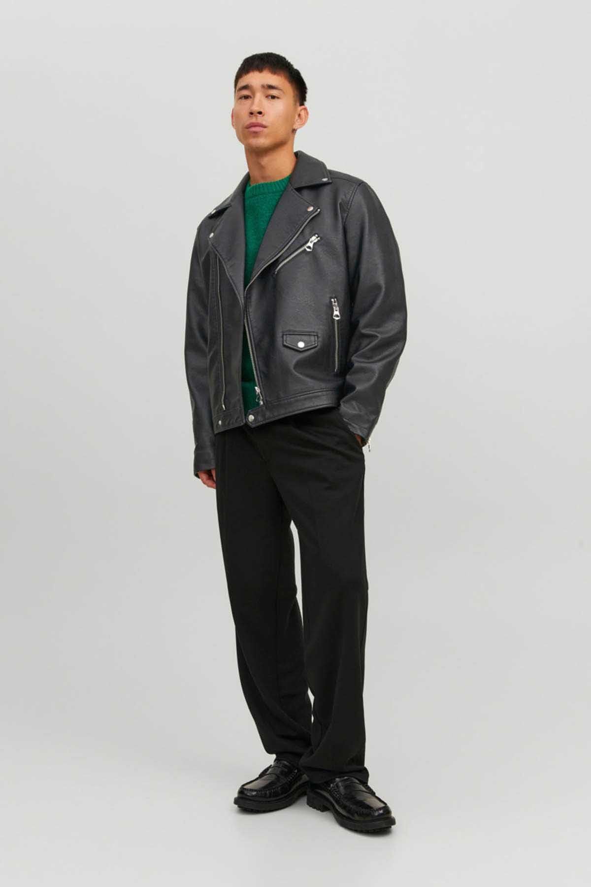 JACK & JONES Jorflores męska kurtka motocyklowa, czarny, L
